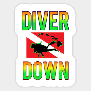 Scuba diving Hawaii diver down flag Sticker